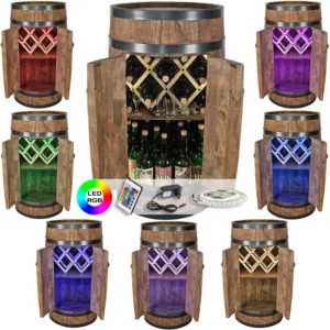 Barek z beczki LED RGB z różnymi kolorami podświetlenia wnętrza