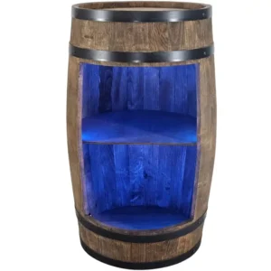 Pusty barek z beczki LED RGB z niebieskim podświetleniem wnętrza